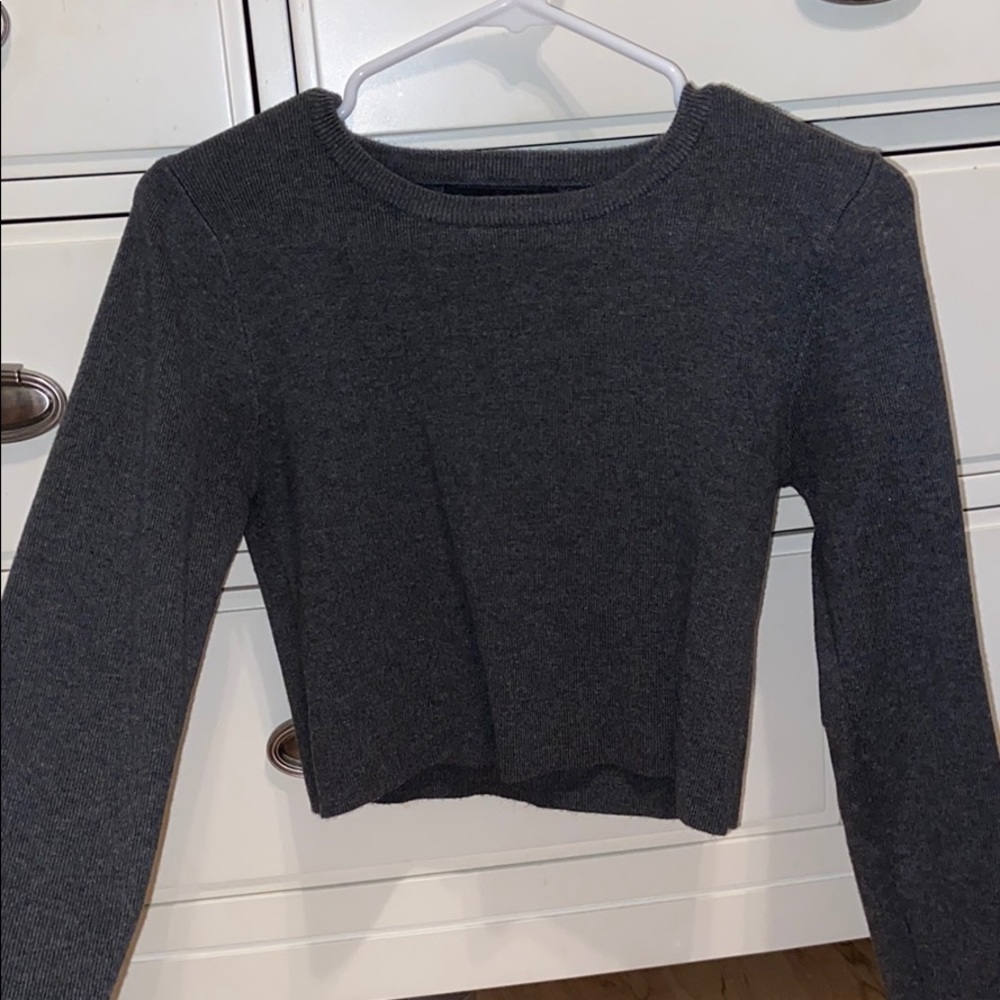 Soft Gray Long Sleeved Forever 21 Crop Top